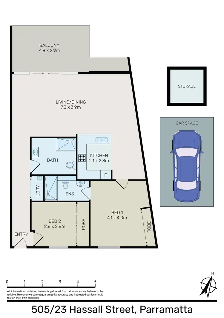 Floorplan of Homely apartment listing, 505/23 Hassall Street, Parramatta NSW 2150