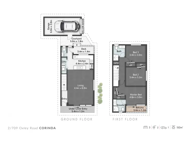 Floorplan of Homely townhouse listing, 2/709 Oxley Road, Corinda QLD 4075