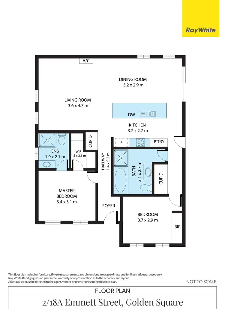 Floorplan of Homely townhouse listing, 2/18A Emmett Street, Golden Square VIC 3555