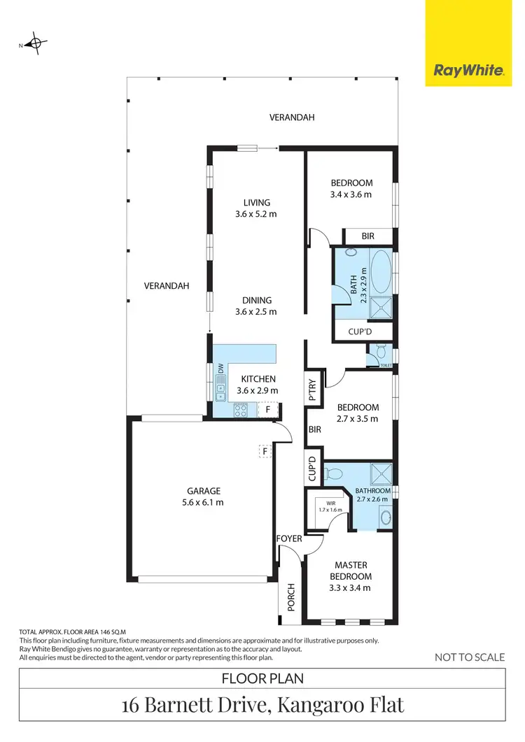 Floorplan of Homely house listing, 16 Barnett Drive, Kangaroo Flat VIC 3555