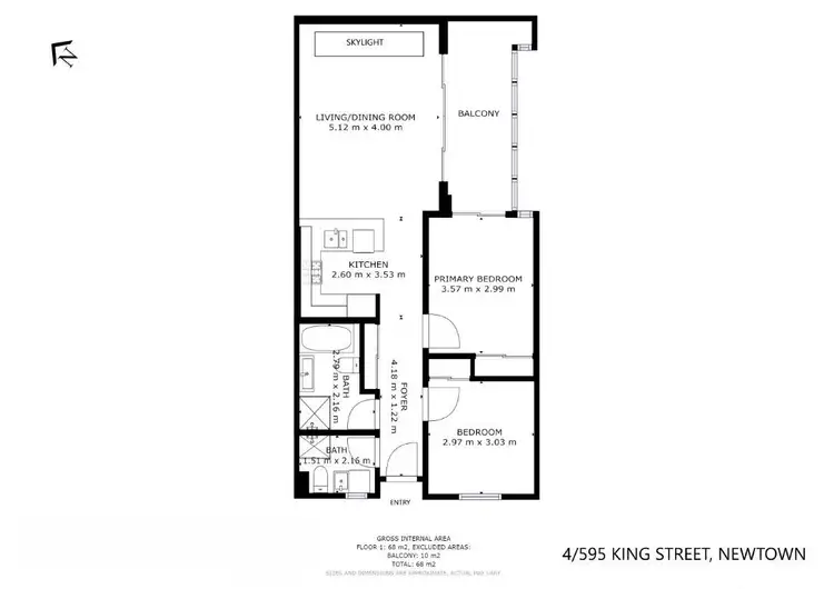 Floorplan of Homely unit listing, 4/595 King Street, Newtown NSW 2042