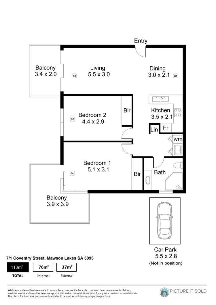 Floorplan of Homely apartment listing, 7/1 Coventry Street, Mawson Lakes SA 5095