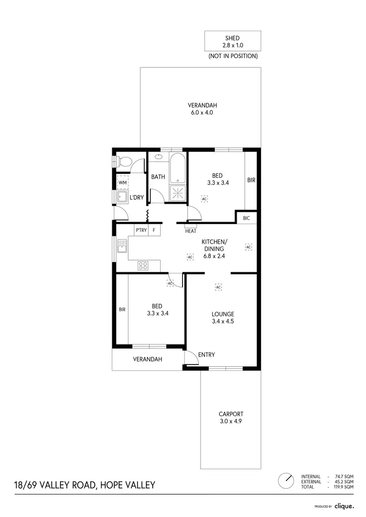 Floorplan of Homely unit listing, 18/69 Valley Road, Hope Valley SA 5090