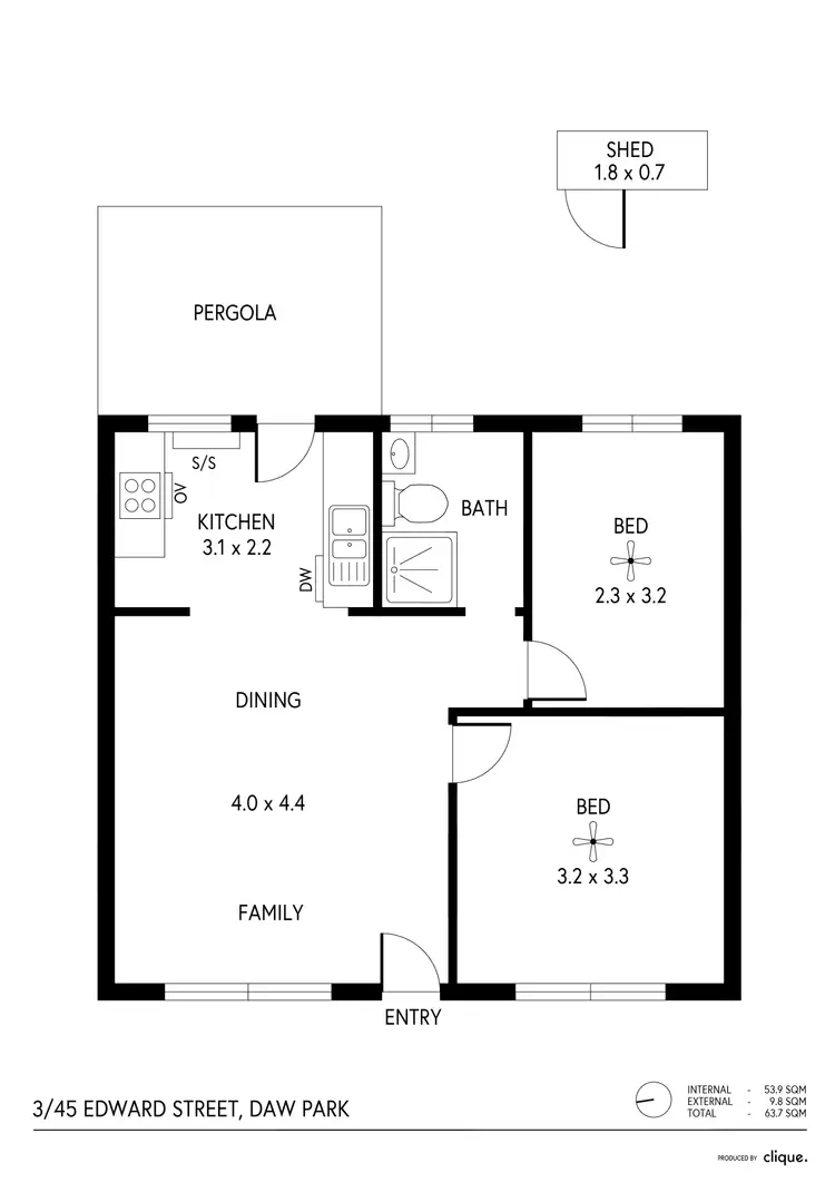 Floorplan of Homely unit listing, 3/45 Edward Street, Daw Park SA 5041
