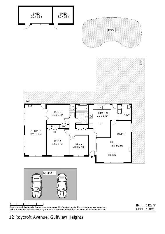 Floorplan of Homely house listing, 12 Roycroft Ave, Gulfview Heights SA