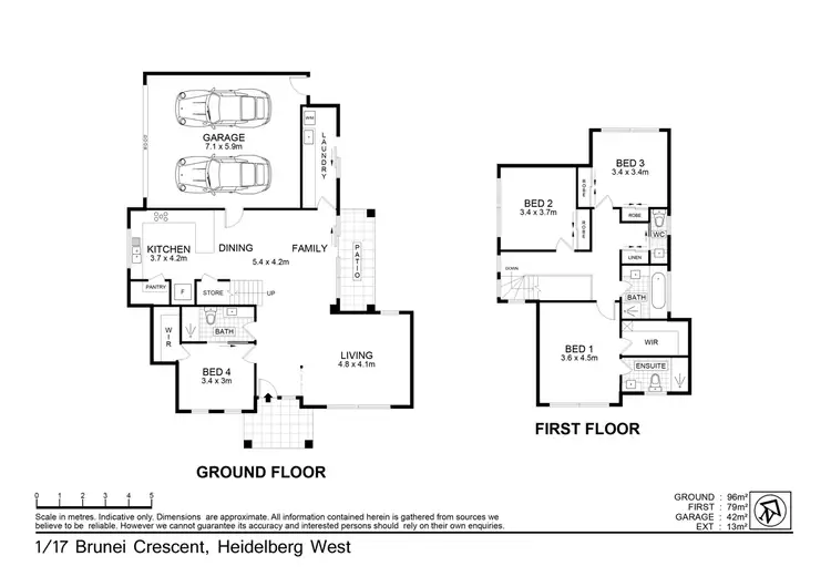 Floorplan of Homely townhouse listing, 1/17 Brunei Cres, Heidelberg West VIC