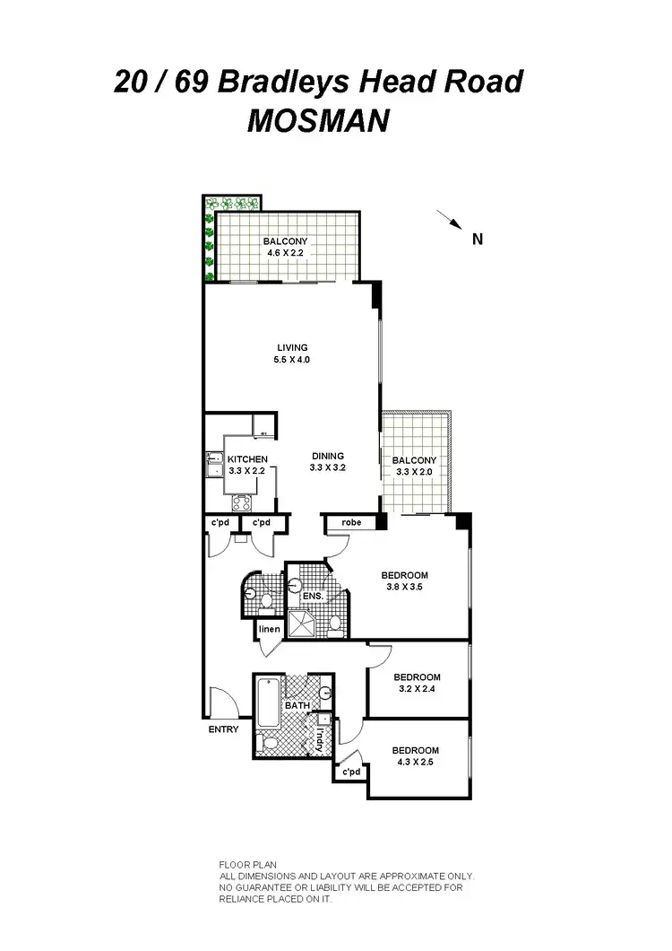 Floorplan of Homely apartment listing, 20/69 Bradleys Head Rd, Mosman NSW