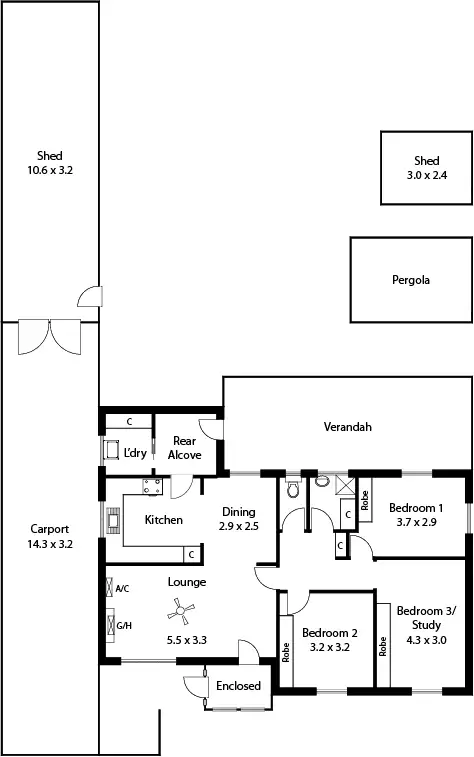 Floorplan of Homely house listing, 3 Hewitt Cres, Woodville South SA