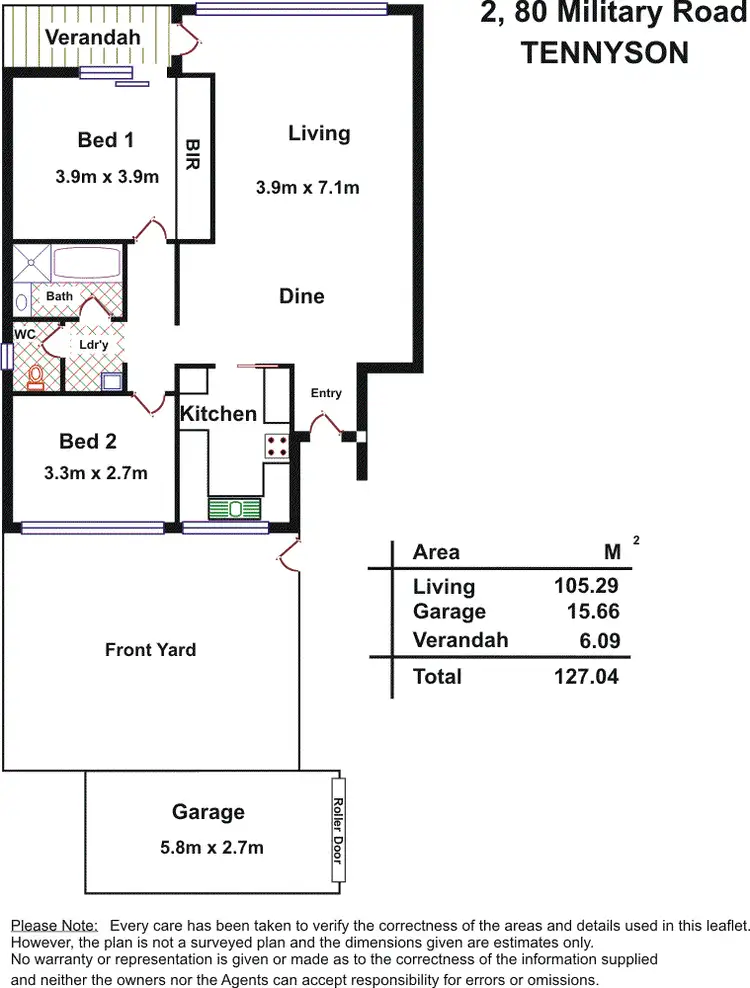 Floorplan of Homely unit listing, 2/80 Military Rd, Tennyson SA