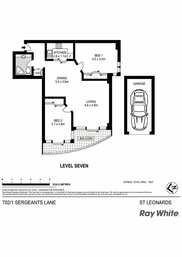 Floorplan of Homely apartment listing, 702/1 Sergeants Lane, St Leonards NSW