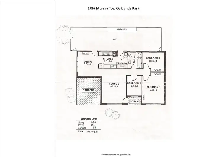 Floorplan of Homely unit listing, 1/36 Murray Tce, Oaklands Park SA