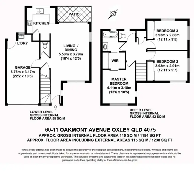 Floorplan of Homely townhouse listing, 60/11 Oakmont Ave, Oxley QLD