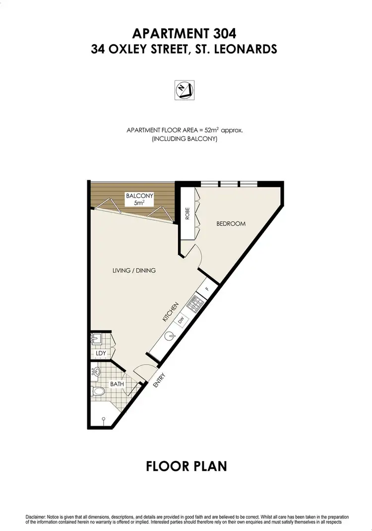 Floorplan of Homely apartment listing, 304/34 Oxley St, St Leonards NSW