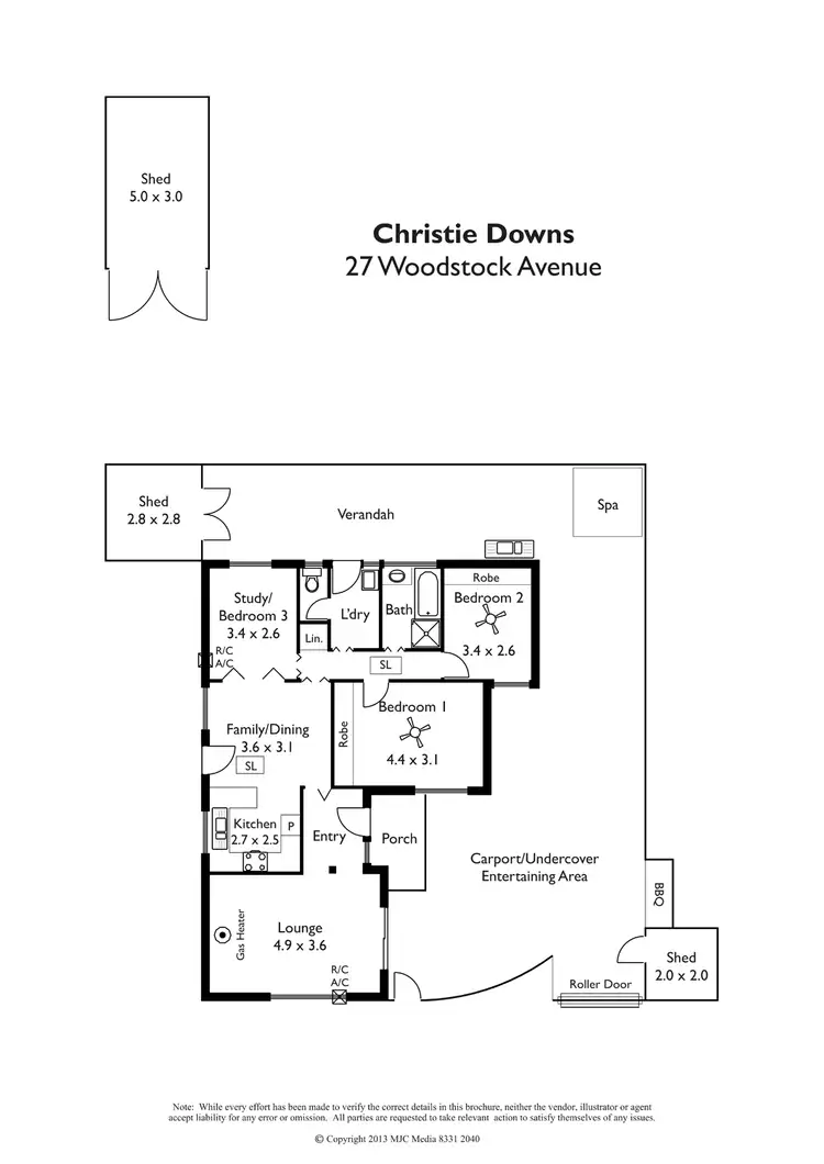 Floorplan of Homely house listing, 27 Woodstock Ave, Christie Downs SA