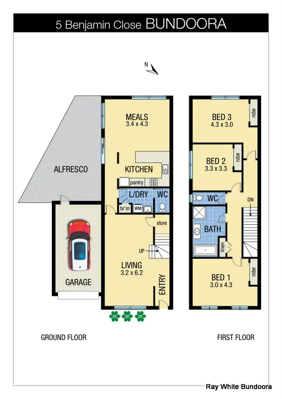 Floorplan of Homely townhouse listing, 5 Benjamin Cl, Bundoora VIC