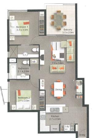Floorplan of Homely apartment listing, 350/340 Boundary St, Spring Hill QLD