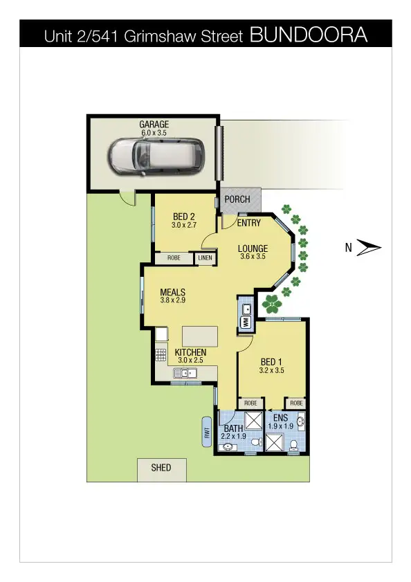 Floorplan of Homely unit listing, 2/541 Grimshaw St, Bundoora VIC