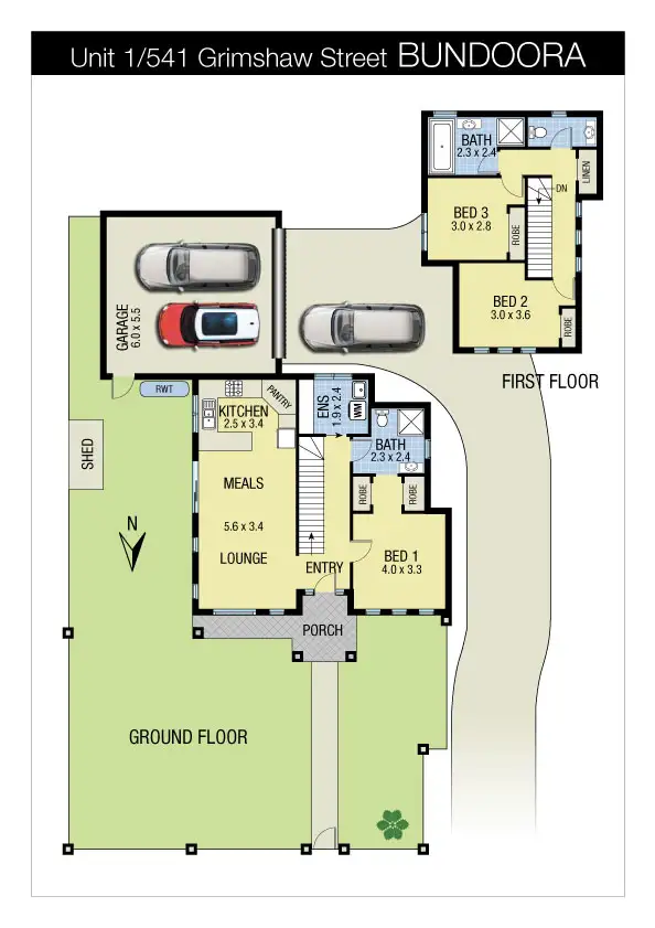 Floorplan of Homely townhouse listing, 1 /541 Grimshaw St, Bundoora VIC