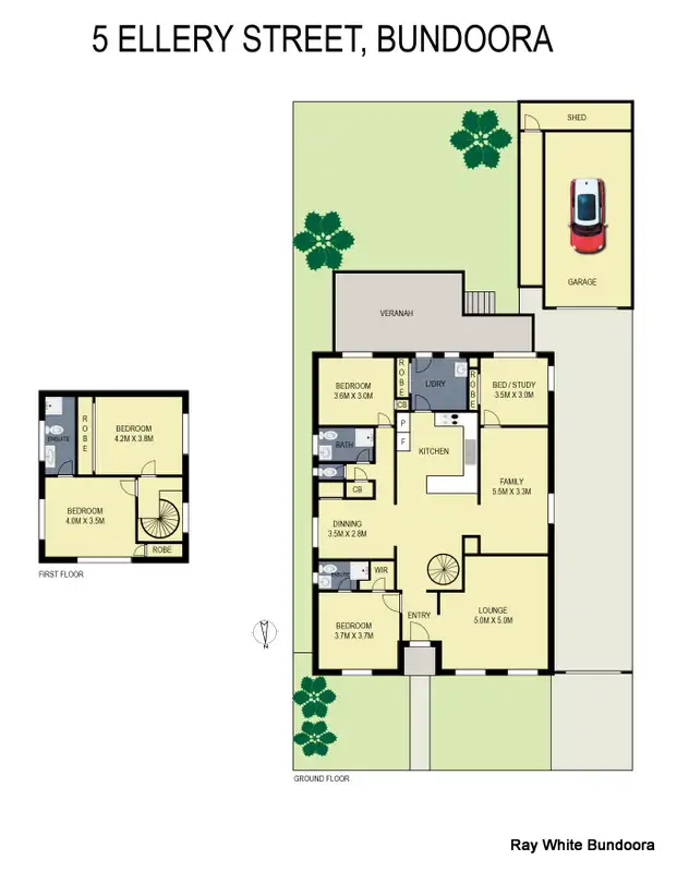 Floorplan of Homely house listing, 5 Ellery St, Bundoora VIC