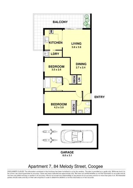 Floorplan of Homely apartment listing, 7/84 Melody St, Coogee NSW