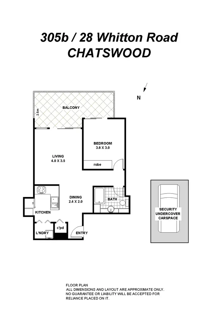 Floorplan of Homely unit listing, 305B/28 Whitton Rd, Chatswood NSW