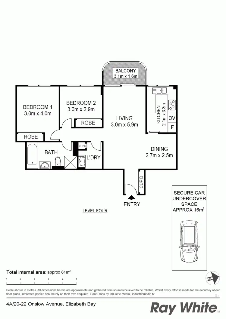 Floorplan of Homely apartment listing, 4A/20-22 Onslow Ave, Elizabeth Bay NSW
