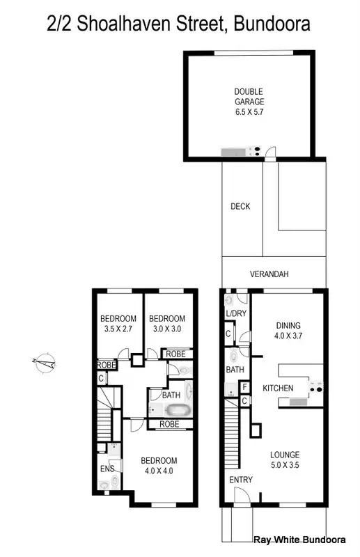 Floorplan of Homely townhouse listing, 2/2 Shoalhaven St, Bundoora VIC