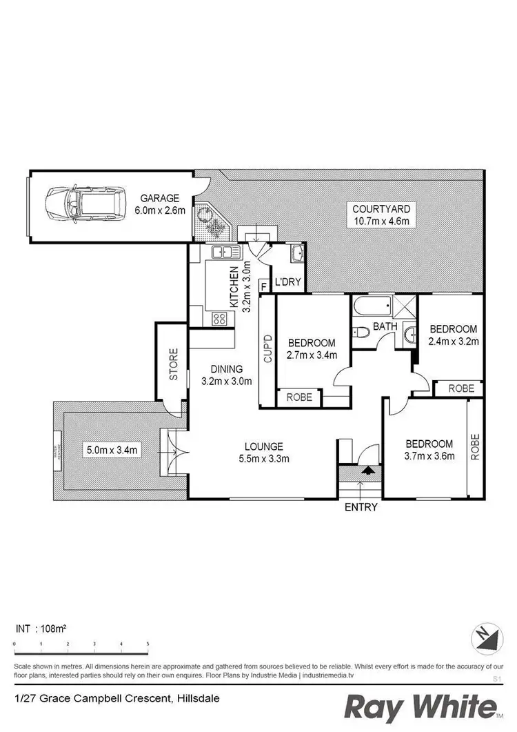 Floorplan of Homely townhouse listing, 1/27 Grace Campbell Cres, Hillsdale NSW