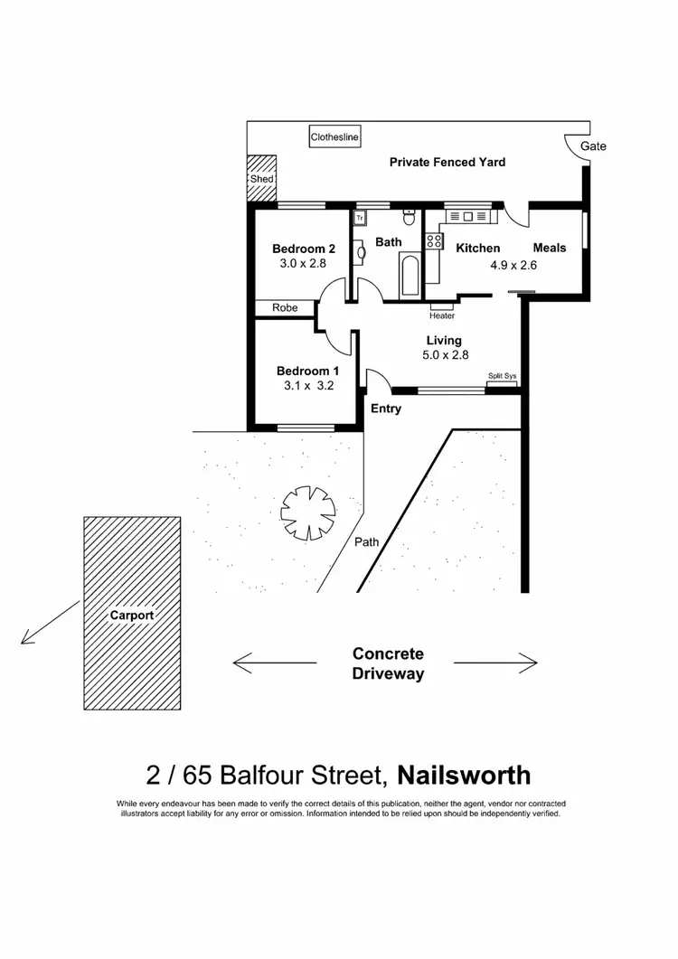 Floorplan of Homely unit listing, 2/65 Balfour St, Nailsworth SA