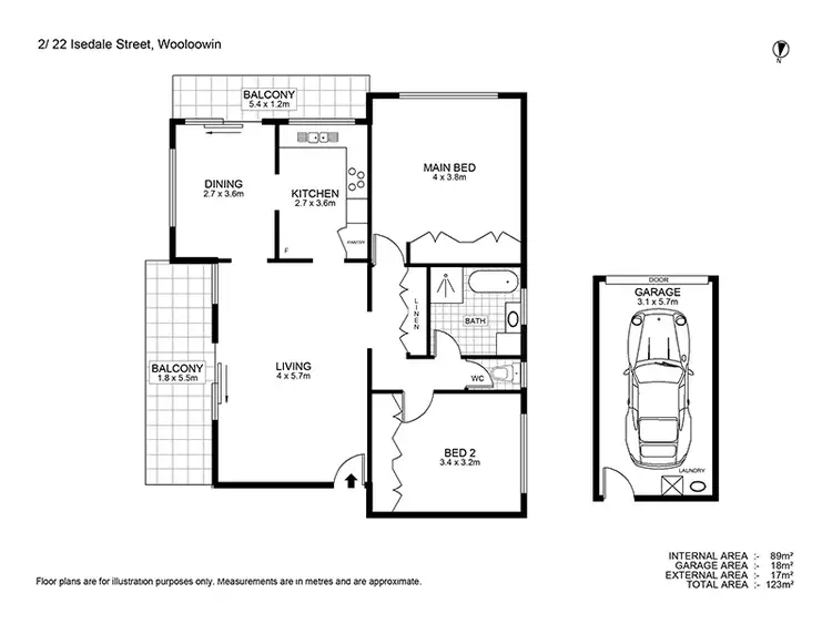 Floorplan of Homely unit listing, 2/22 Isedale St, Wooloowin QLD