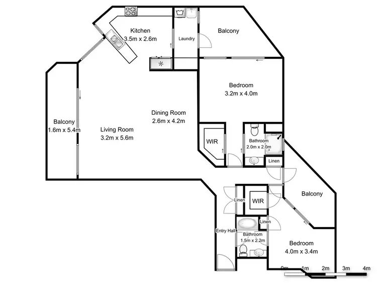 Floorplan of Homely apartment listing, 203/255 Boundary Street 'Rainbow Commodore', Albion QLD