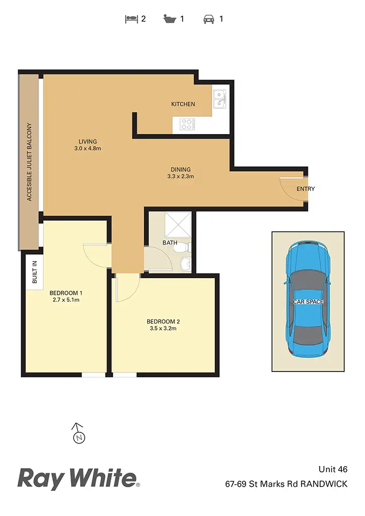 Floorplan of Homely unit listing, 46/69 St Marks Rd, Randwick NSW