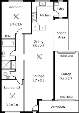 Floorplan of Homely unit listing, 1/38 Galway Ave, Broadview SA