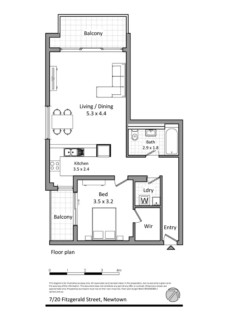 Floorplan of Homely apartment listing, 7/20 Fitzgerald St, Newtown NSW