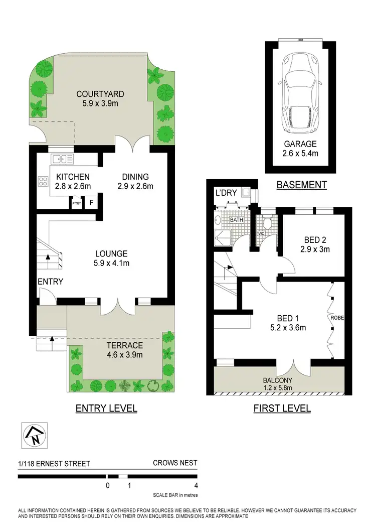 Floorplan of Homely townhouse listing, 1/118 Ernest St, Crows Nest NSW