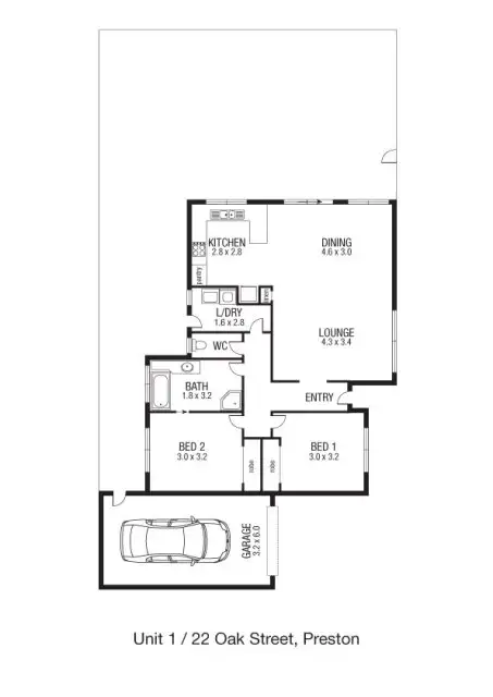 Floorplan of Homely unit listing, 1/22 Oak St, Preston VIC