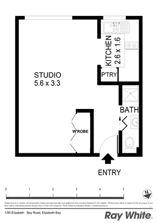Floorplan of Homely studio listing, 1/90 Elizabeth Bay Rd, Elizabeth Bay NSW