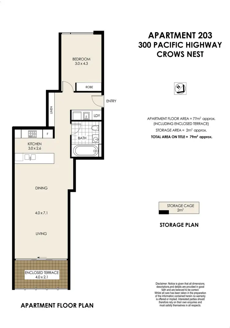Floorplan of Homely apartment listing, 203/300 Pacific Hwy, Crows Nest NSW