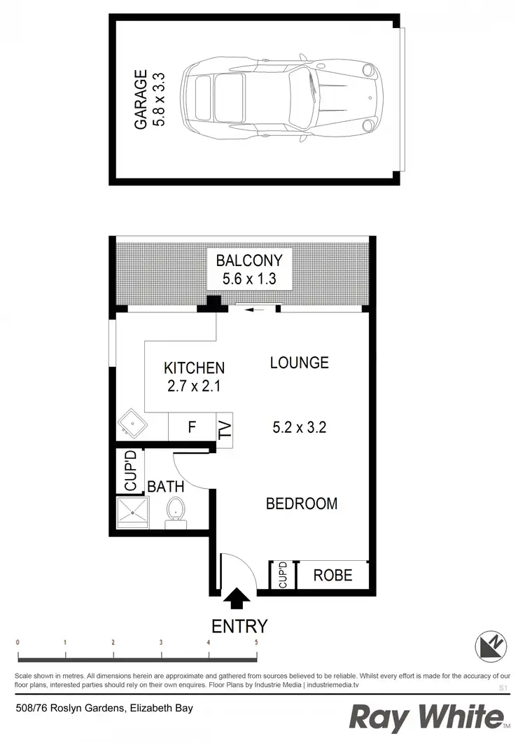 Floorplan of Homely studio listing, 508/76 Roslyn Gdns, Elizabeth Bay NSW