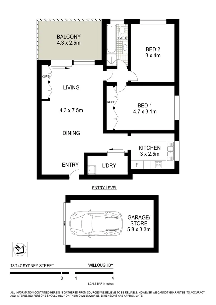 Floorplan of Homely unit listing, 13/147 Sydney St, Willoughby NSW