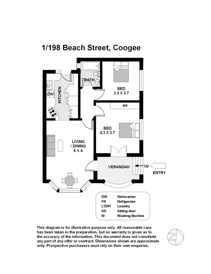 Floorplan of Homely apartment listing, 1/198 Beach St, Coogee NSW