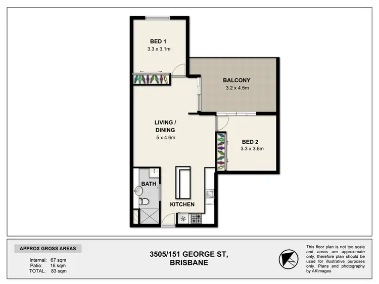 Floorplan of Homely apartment listing, 3505/151 George St, Brisbane (cbd) QLD