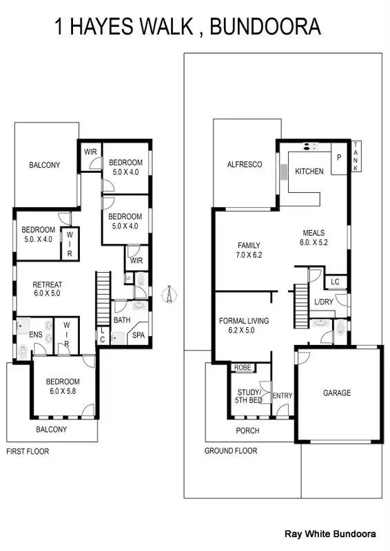 Floorplan of Homely house listing, 1 Hayes Walk, Bundoora VIC