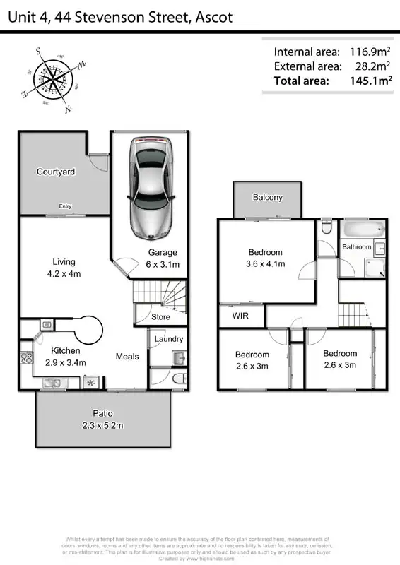 Floorplan of Homely townhouse listing, 4/44 Stevenson St, Ascot QLD