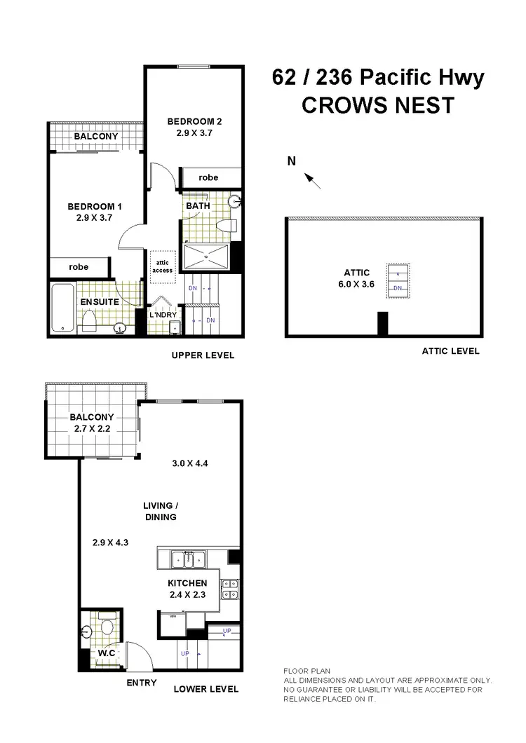 Floorplan of Homely unit listing, 62/236 Pacific Hwy, Crows Nest NSW