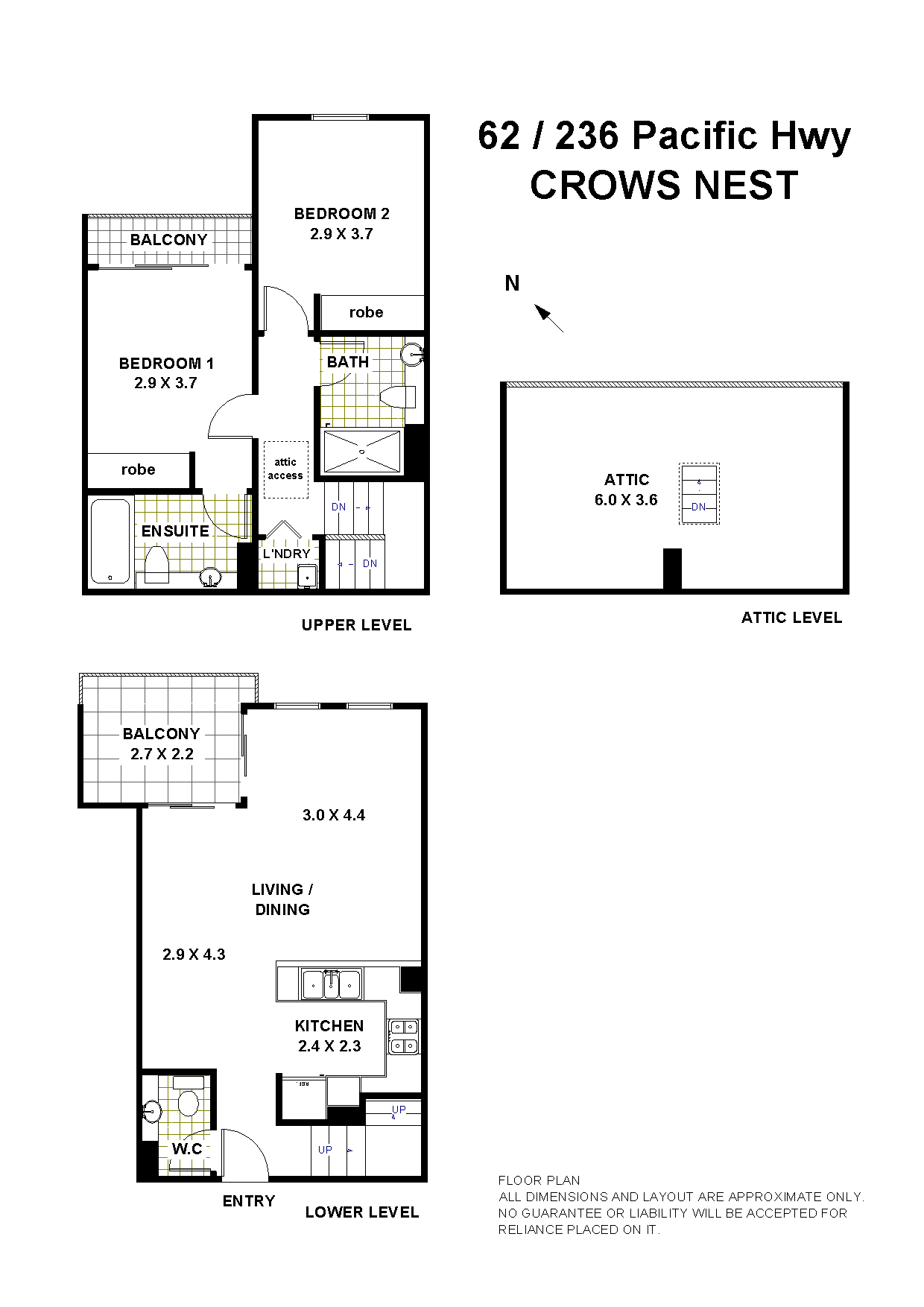 Floorplan of Homely unit listing, 62/236 Pacific Hwy, Crows Nest NSW