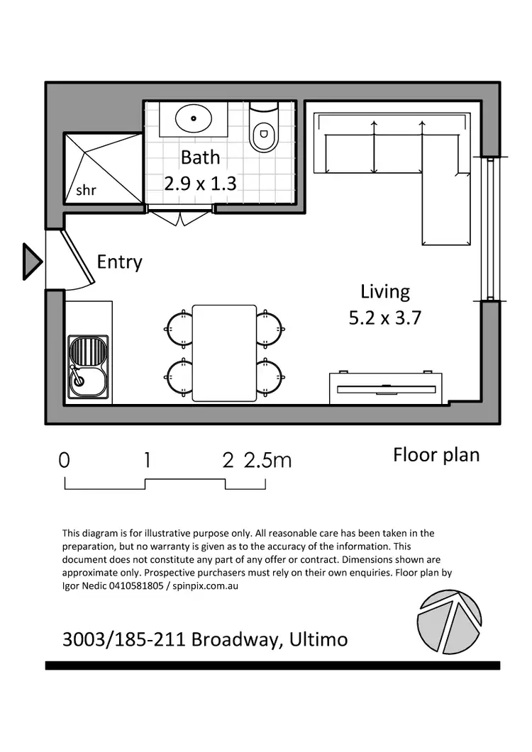Floorplan of Homely unit listing, 3003/185-211 The Bdwy, Ultimo NSW