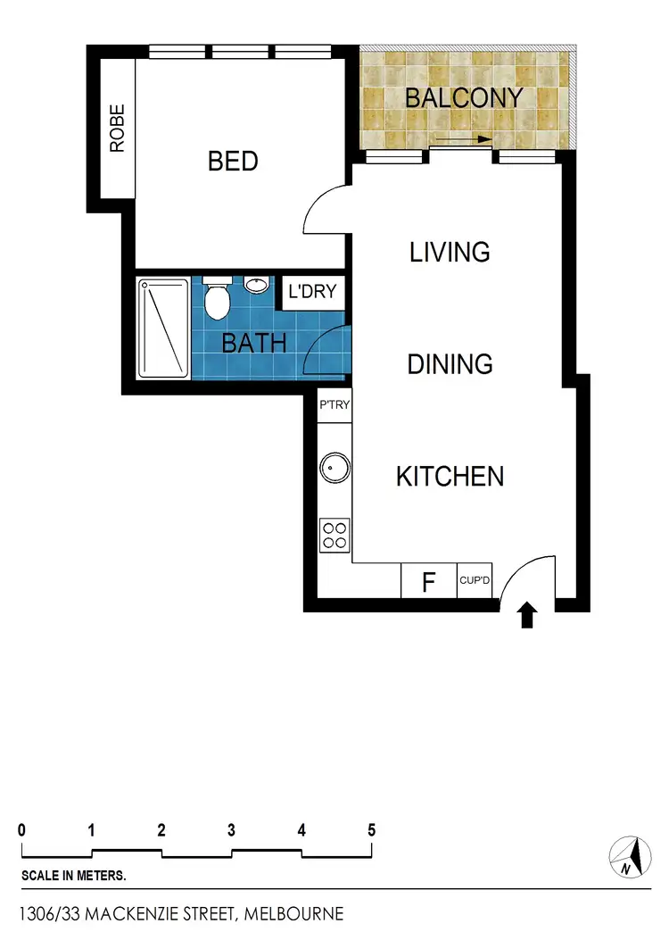 Floorplan of Homely apartment listing, 1306/33 Mackenzie St, Melbourne (CBD) VIC