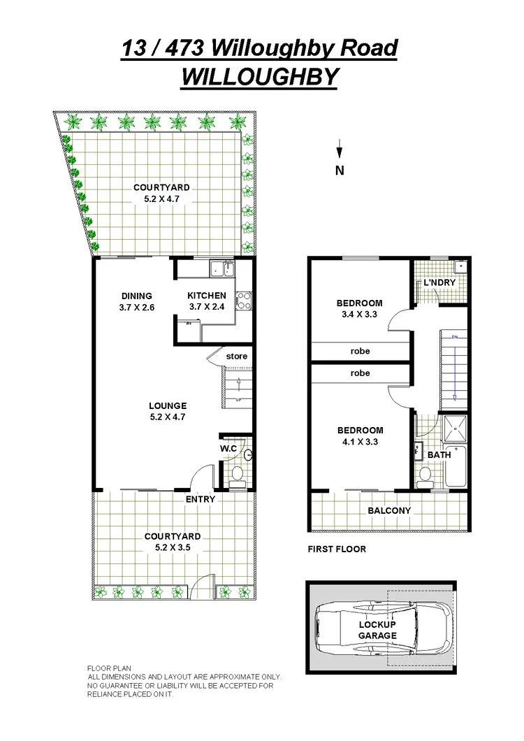 Floorplan of Homely townhouse listing, 13/473 Willoughby Rd, Willoughby NSW