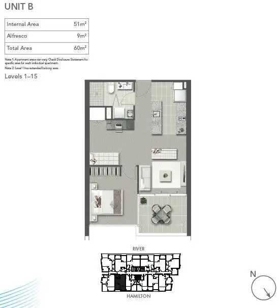 Floorplan of Homely unit listing, 30705/2 Harbour Road, Hamilton QLD 4007
